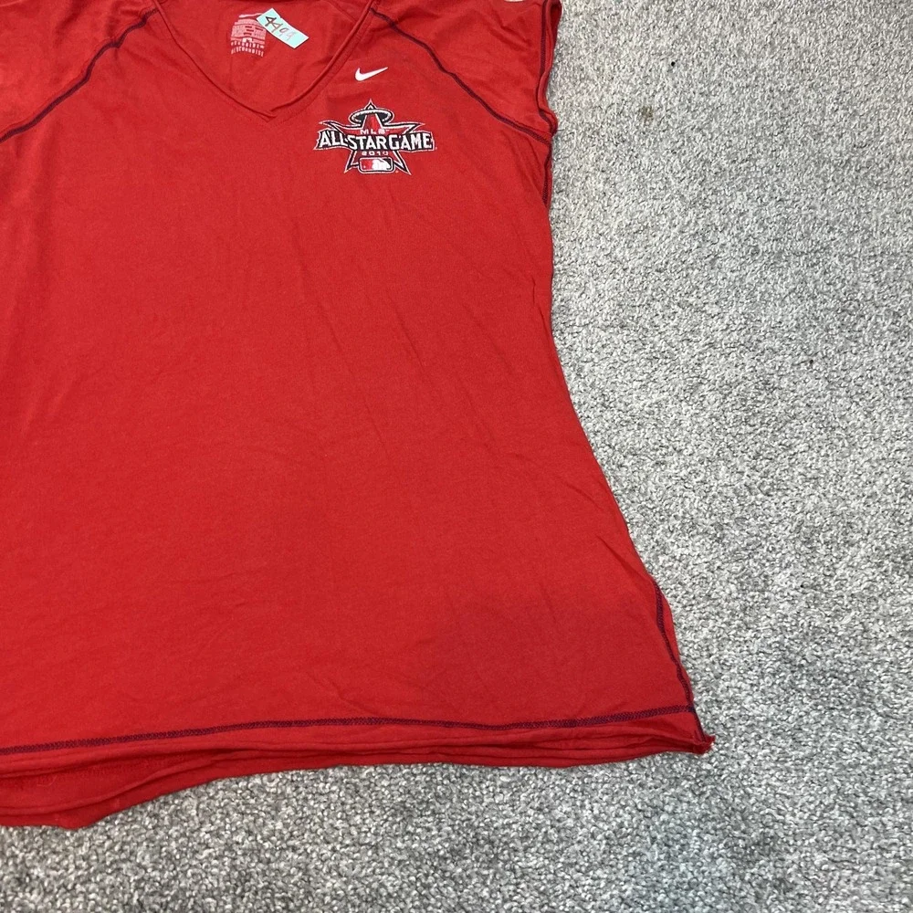 MLB All-Star Game Shirt Womens Large Red‎ 2010 Baseball Nike V Neck Anaheim
